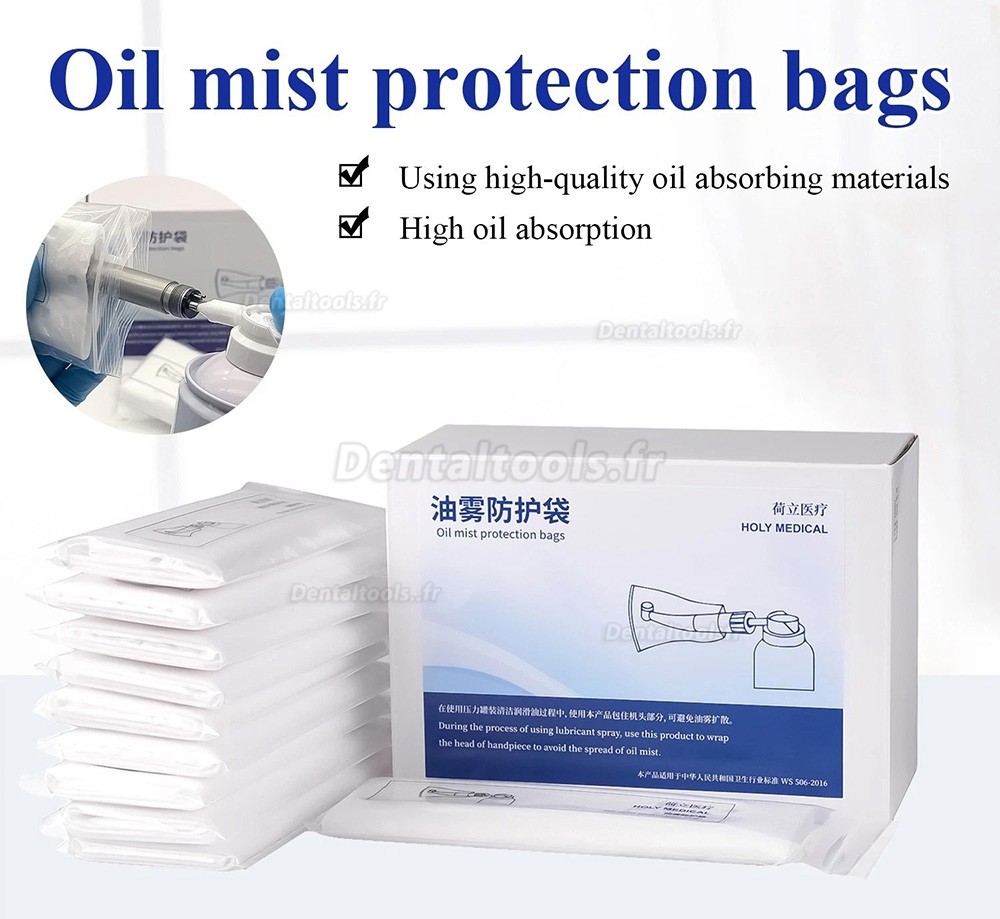 Sac de protection anti-brouillard d'huile pour syst&egrave;me de lubrification de pi&egrave;ce &agrave; main dentaire